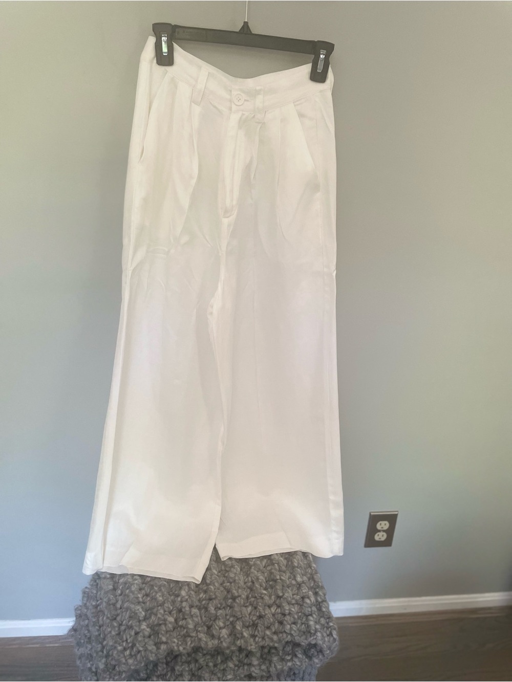Anine Bing  White Wide-Leg Trouser Pants Linen Blend